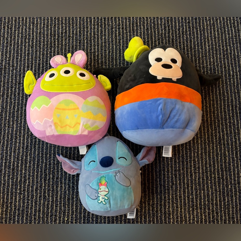 Lot of 3 Squishmallows Plush Disney Stitch with Scrump Goofy Toy Story Alien